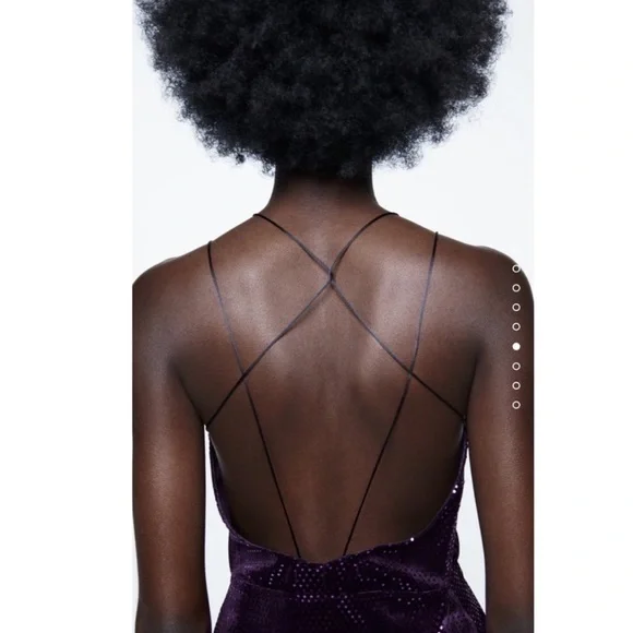 Blogger’s Favorite 🤩 Zara Purple Shiny Ring Detail Strappy Back Mini Dress - Picture 3 of 9